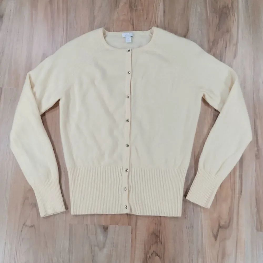 🔺️Apt 9 Yellow Cashmere & Rhinestone Button Long Sleeve Cardigan Sweater Medium